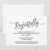 Treurige Elegante Afgelaste Trouwkaart Kaart (Voorkant / Achterkant)