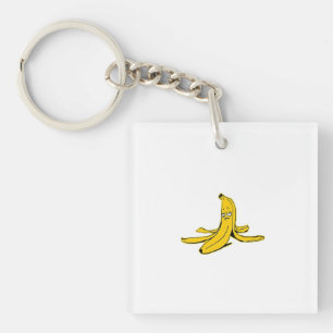 Treurige Geplette Banaan Cartoon Illustratie Sleutelhanger