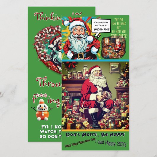 Treurige Kerstman Wees Gelukkig (van 1 persoon) Pl (Voorkant / Achterkant)