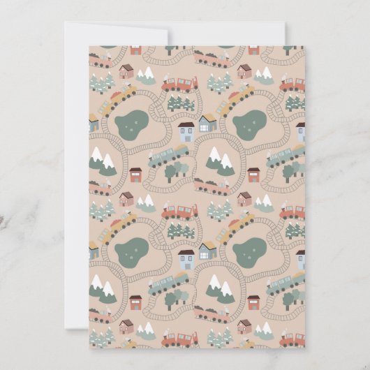 Treurige Kleurrijke Treinen op Spoorwegen Kinderen Bedankkaart (Achterkant)