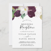 Treurige Paarse Bloemen Bruiloftsreceptie Kaart (Voorkant)