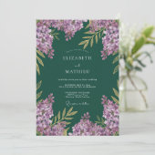Treurige Paarse Sering Eucalyptus Bruiloft Kaart (Staand voorkant)