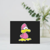 treurige roze eend briefkaart (Staand voorkant)