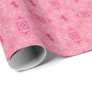 Treurige Roze Inpakpapier Cowgirl Sjaal Paarden