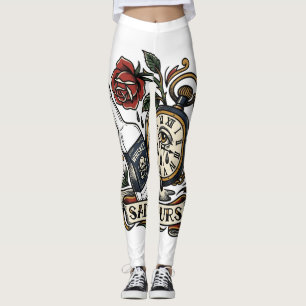 Treurige Uren 3 uur 's nachts Huilende Klok Tattoo Leggings