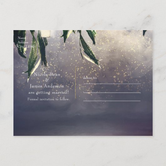 Treurwilg en Metselpot Save the Date Aankondigingskaart (Achterkant)