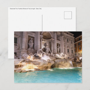 Trevi-fontein bij nacht - Rome, Italië Briefkaart
