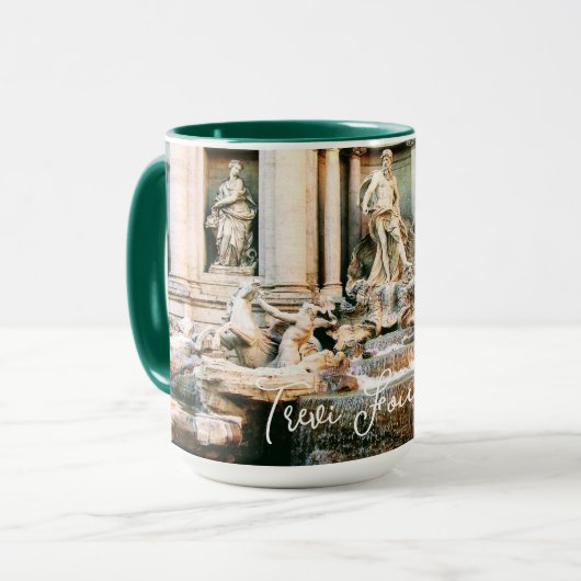 Trevi Fontein foto mok met aangepaste kleur handva (Voorkant links)