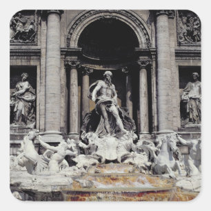 Trevi-fontein, gebouwd 1732-62 vierkante sticker