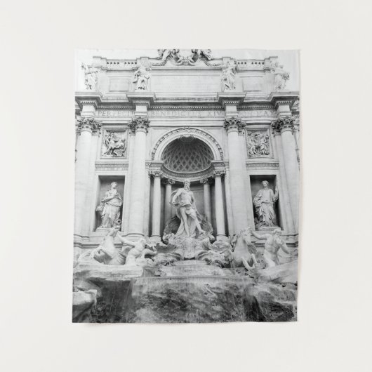 Trevi-fontein in Rome in zwart-wit #1 #reis Wandkleed (Voorkant)