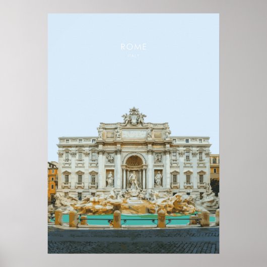 Trevi-fontein in Rome Travel Artwork Poster (Voorkant)