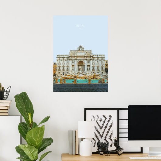 Trevi-fontein in Rome Travel Artwork Poster (Thuiskantoor)