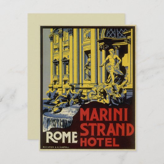  Trevi-fontein, Marini Strand Hotel, Rome Kaart (Voorkant / Achterkant)