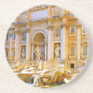 Trevi Fontein Rome Italië Reis Souvenir Ontwerp Zandsteen Onderzetter