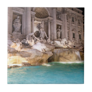 Trevi-fontein 's nachts - Rome, Italië Tegeltje