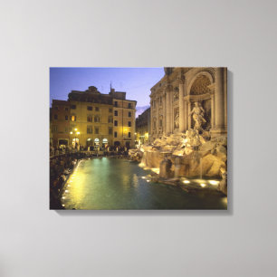 Trevi-fontein 's nachts, Rome, Lazio, Italië Canvas Afdruk