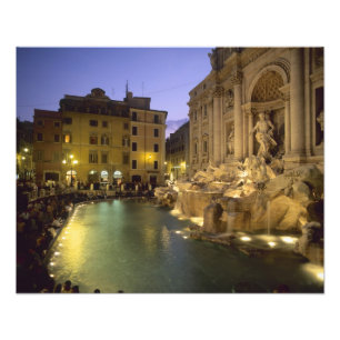 Trevi-fontein 's nachts, Rome, Lazio, Italië Foto Afdruk