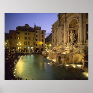 Trevi fontein 's nachts, Rome, Lazio, Italië Poster