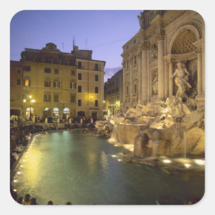 Trevi-fontein 's nachts, Rome, Lazio, Italië Vierkante Sticker