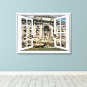 Trevi Fontein Uitzicht Fake Window Canvas Afdruk (Insitu (Houten vloer))