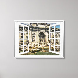 Trevi Fontein Uitzicht Fake Window Canvas Afdruk