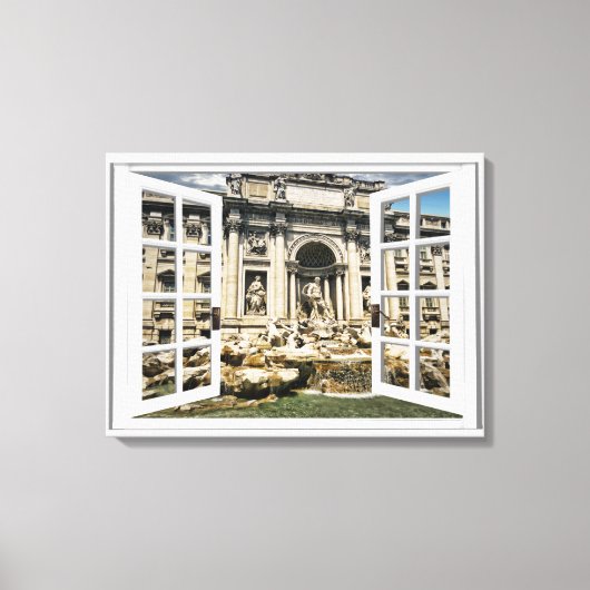 Trevi Fontein Uitzicht Fake Window Canvas Afdruk (Voorkant)