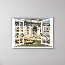 Trevi Fontein Uitzicht Fake Window Canvas Afdruk