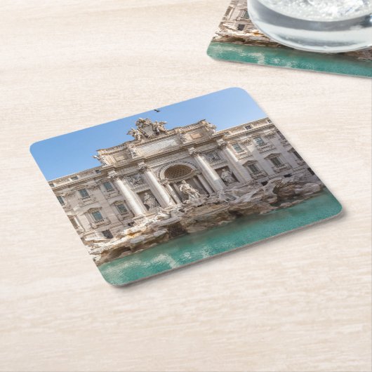 Trevi-fontein vroeg in de ochtend - Rome, Italië Kartonnen Onderzetters (Schuin)
