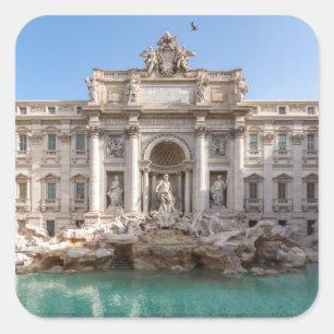 Trevi-fontein vroeg in de ochtend - Rome, Italië Vierkante Sticker