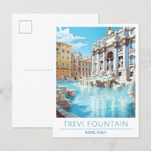 Trevi Fountain Roma Italië Vintage Travel Briefkaart