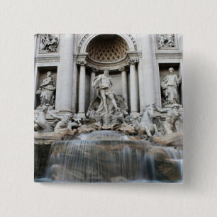 Trevi Fountain Rome Vierkante Button 5,1 Cm