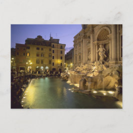 Trevi Vondgif 's nachts, Rome, Lazio, Italië Briefkaart