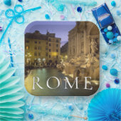 Trevifontein 's nachts | Rome, Lazio, Italië Papieren Bordje (Feest)