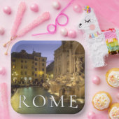 Trevifontein 's nachts | Rome, Lazio, Italië Papieren Bordje (Feest)