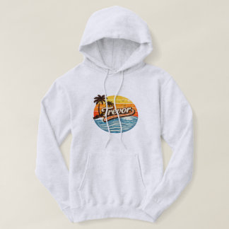 Trevor Retro Zonsondergang Naamontwerp Hoodie