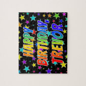 "TREVOR" Voornaam, geun "HAPPY BIRTHDAY" Legpuzzel (Verticaal)