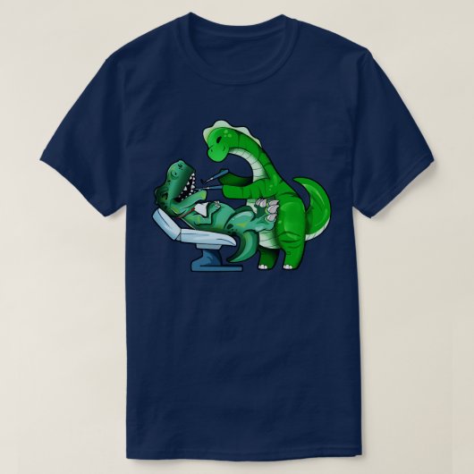 TREX bij Brachiosaurus tandarts T-shirt (Design voorkant)