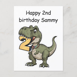 trex bijt op het cijfer 2 briefkaart