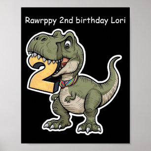 Trex bijt op het getal 2 poster