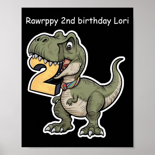 Trex bijt op het getal 2 poster (Voorkant)