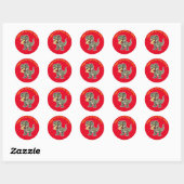 Trex bijt op het getal 2 ronde sticker (Vel)