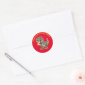 Trex bijt op het getal 2 ronde sticker (Envelop)