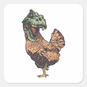 TREX CHICKEN VIERKANTE STICKER