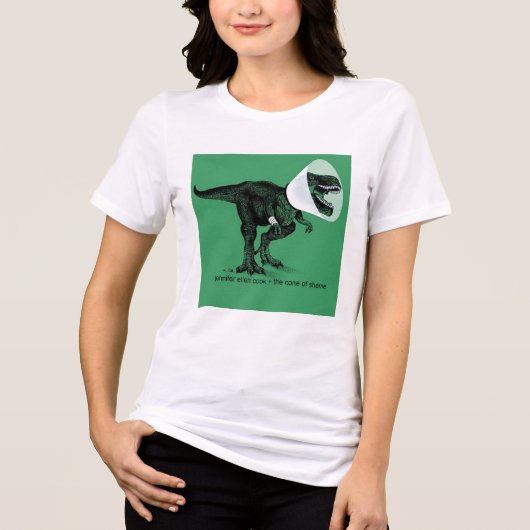 TRex cone of shame Jennifer ellen Cook Tri-Blend Shirt (Voorkant)