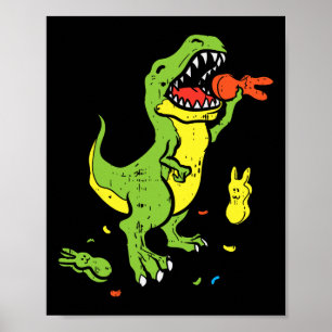 Trex die konijn eet Funny Easter dinosaurusliefheb Poster