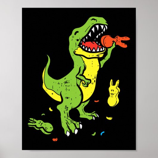 Trex die konijn eet Funny Easter dinosaurusliefheb Poster (Voorkant)