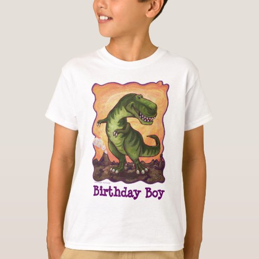 TRex Dino Birthday Boy Front en Back T-Shirt (Voorkant)