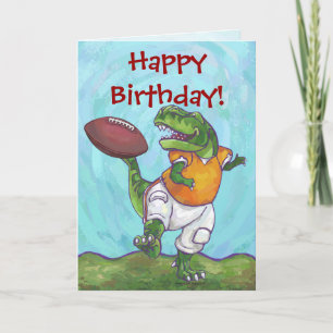 TRex Dino Football Star Happy Birthday-kaart Kaart