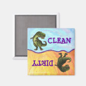 TRex Dino-hoofden en Tails Dirty Clean Dishwas Magneet (Voorkant / Achterkant)