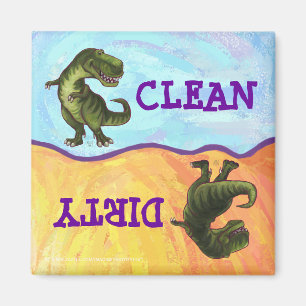 TRex Dino-hoofden en Tails Dirty Clean Dishwas Magneet